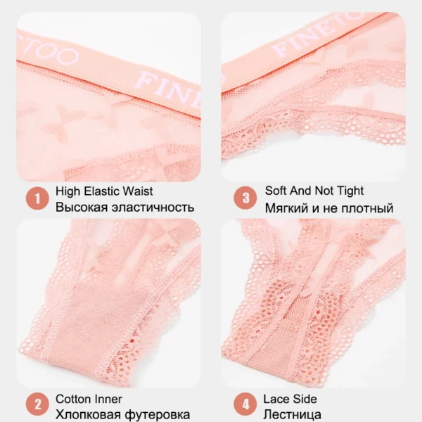 FINETOO Sexy Lace Thong Panties for Women Floral Low Waist Hollow Out Transparent G-String Solid Color Comfort Female Lingerie - Image 5