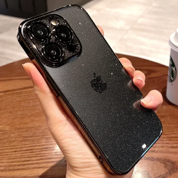 Luxury Transparent Glitter Phone Case For iPhone 11 12 13 14 15 16 Pro Max Plus Electroplated Bumper Clear Shockproof Cover - Image 3