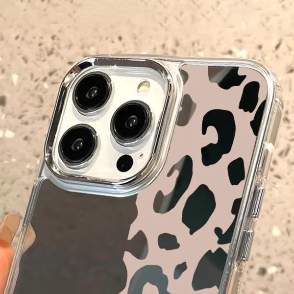 Leopard Print Phone Case For iPhone 13 Case iPhone 11 15 12 14 16 Pro Max Abstract Soft TPU Shockproof Makeup Mirror Cover Funda - Image 6