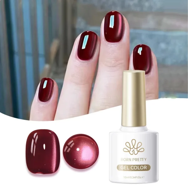 BORN PRETTY 10ml Dark Brown Red Glass Bead Cat Magnetic Gel Nail Polish Semi Permanent Soak Off UV LED Varnish Nail Art Salon - Image 2