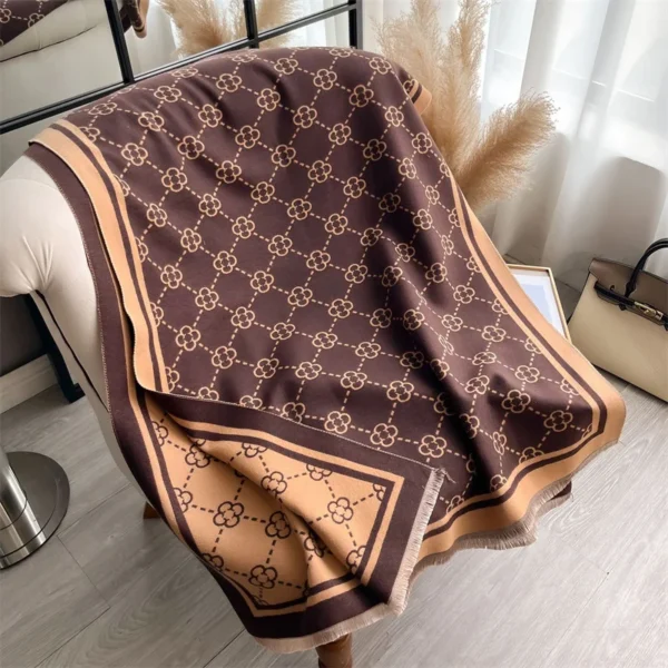 Luxury Cashmere Plaid Scarf Winter Women Pashmina Shawls Warm Blanket Wraps Female Foulard Bandana Brand Thick Scarves Hijab - Image 4