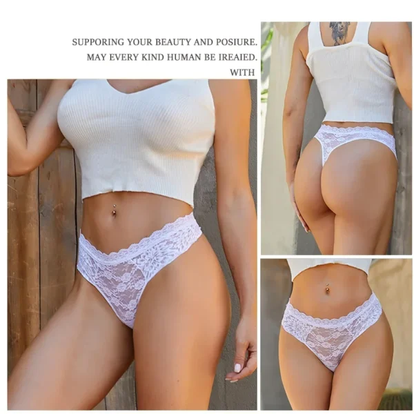 Finetoo 3Pcs Women Lace Sexy Thongs Low-Rise Trendy Floral Briefs Sexy Soft Ladies Underwear Underpants Female Flowery Lingerie - Image 3