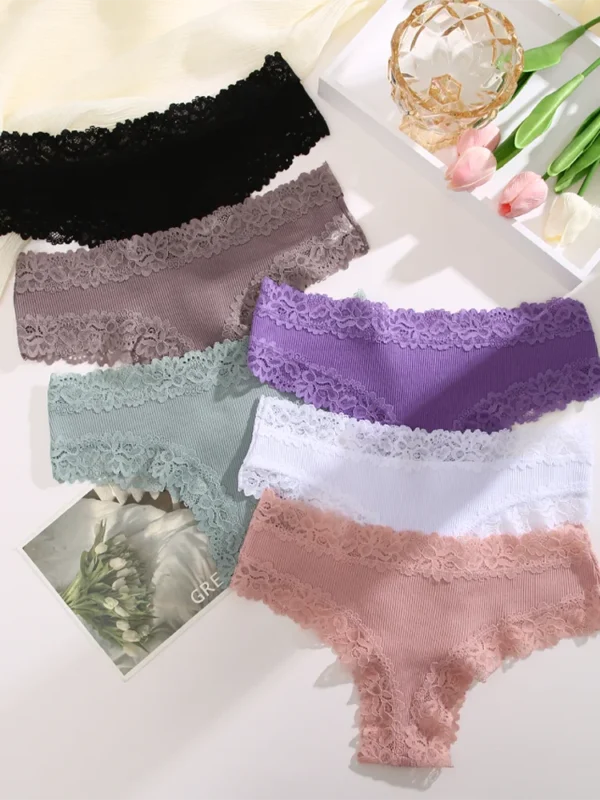 3Pcs/set Women Cotton Panties Floral Lace Intimate Underwear Trendy Patchwork Lace Briefs Female Soft Underpants Lingerie S-XL - Image 3