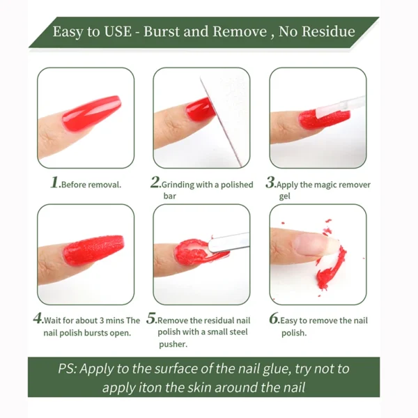 15ml Nail Polish Remover For Nails in 3-5 Minutes Easily Quickly Removes Semi Permanent Soak Off UV Gel Polish Burst Gel&nailoil - Image 6