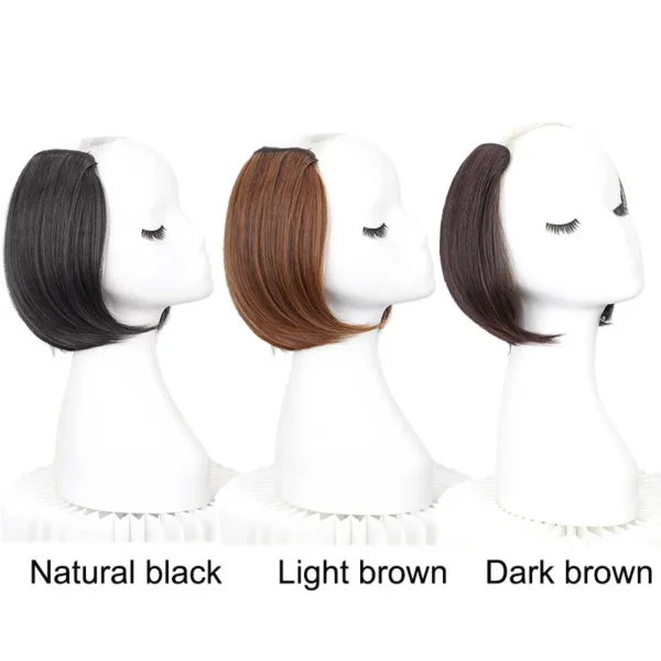 20/30cm Synthetic Short Straight Internal Buckle V-shaped Half Head 4Clips Hair Extension Invisible Hairpiece for Women - Image 2