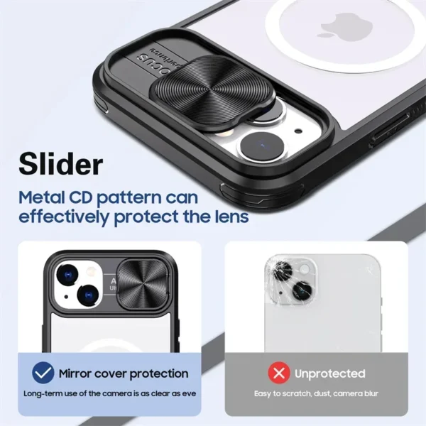 Slide Camera Lens Acrylic For Magsafe Magnetic Wireless Charging Case For iPhone 16 15 14 Plus 13 12 11 Pro Max XR X S 7 8 Cover - Image 4
