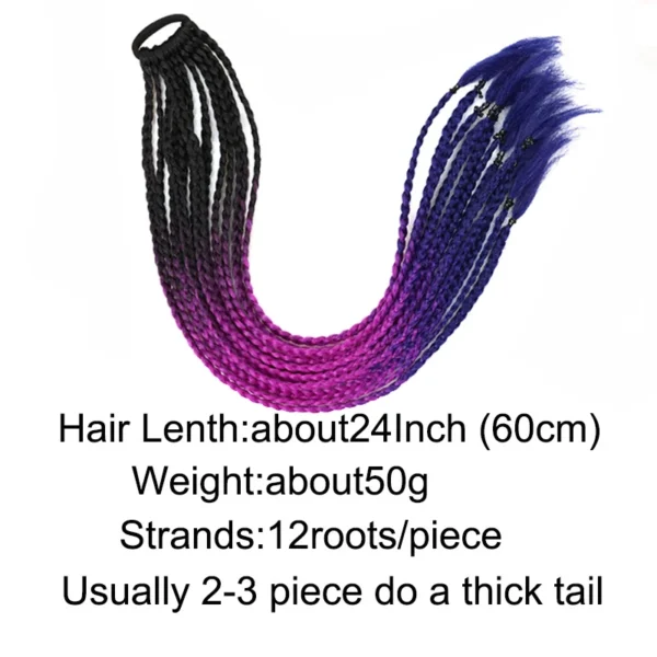Synthetic 24Inch Y2K Rainbow Horsetail Wig Long Boxing Braid Hair Ponytail Extension High Temperature Fiber Hairpiece for Women - Image 3