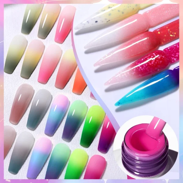 BORN PRETTY Eggshell Thermal Gel Nail Polish 10ml Snowflake Temperature Color Changing Vernis Semis Permanent Need Matte Top - Image 5