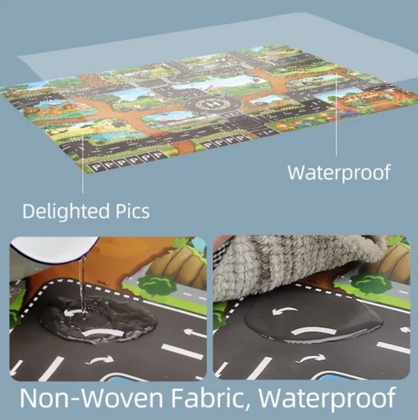 Children Playmat Activity Surface Waterproof Map Kids Animal Road Toy Baby Dinosaur Road Portable Carpet Farm Road Non-Toxic Mat - Image 5