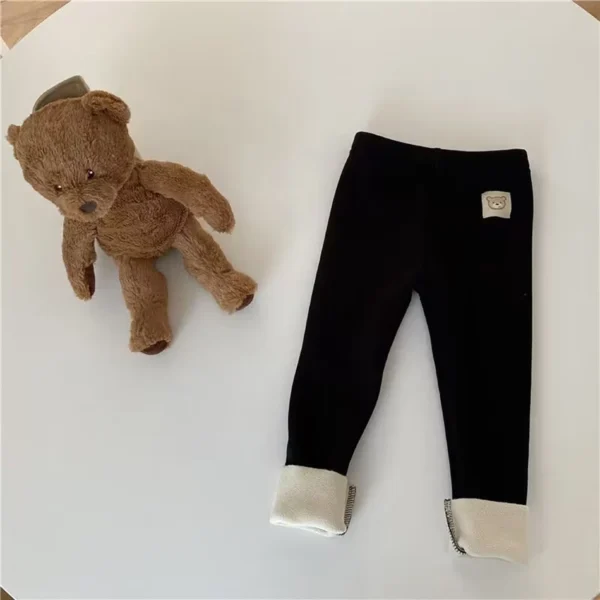 Children Warm Plush Solid Color Pants Fashion Cute Animal Cartoons Stretchy and Comfy Autumn and Winter Seasons Kids Pants 1-8Y - Image 2
