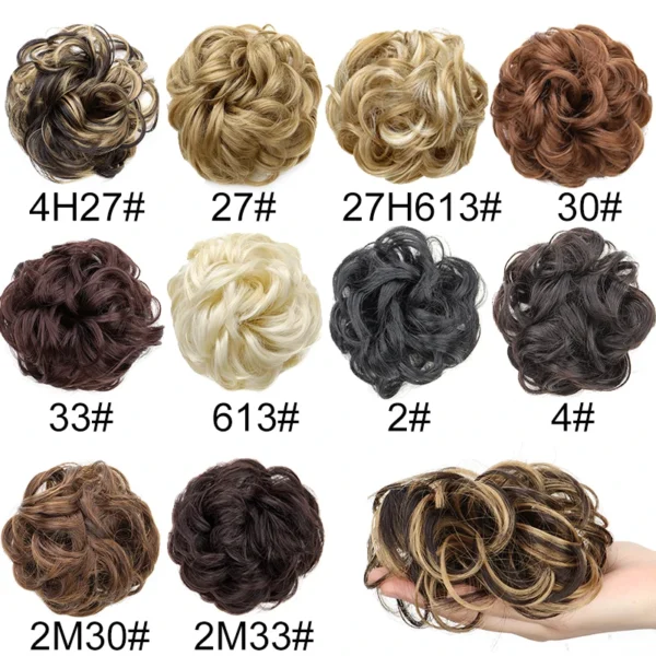 Synthetic Messy Bun Hair Piece Hair Bun Curly Wavy Chignon Ponytail Hair Extensions Hair Accessories for Women Wedding - Image 2