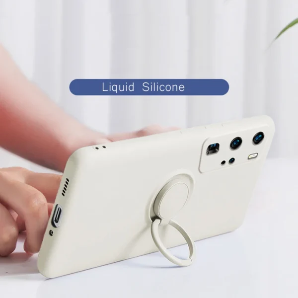 Ring Holder Magnetic Case For Samsung Galaxy S21 S22 Ultra S20 S21 FE S10 Plus Note 20 S9 Plus Soft Liquid Silicone Stand Cover - Image 2