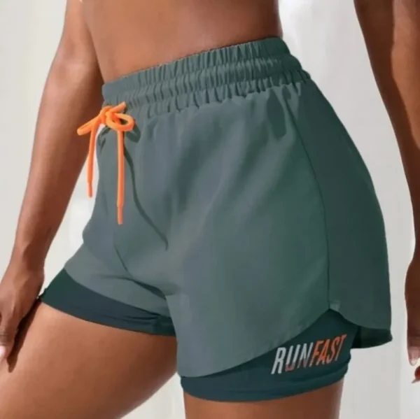 Women's High Rise Yoga Shorts With Elastic Proximity Control Running Shorts, Fake Two Pieces Pants - Image 1