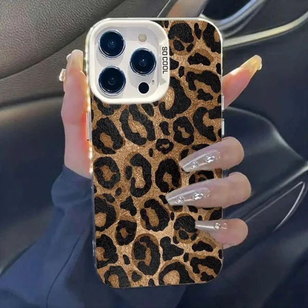 Leopard Print Phone Case For iPhone 16 Pro Max Case iPhone 13 17 15 11 12 14 Pro Max Shockproof Bumper Armour IMD Cover Funda - Image 2