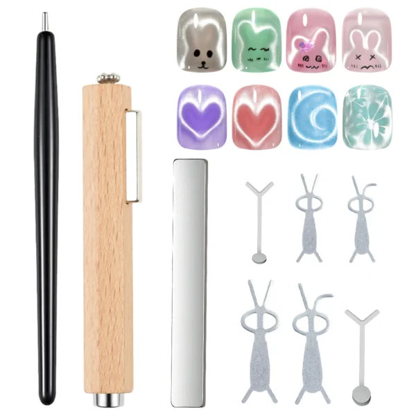 4/7/6/9pcs Cat Eye Magnet Set With Iron for Nails Heart Shaped Rabbit Iron Magnetic Design DIY Nail Tool Back To School ﻿ - Image 2