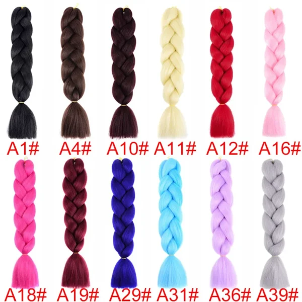 24Inch Synthetic Braiding Hair Extension Ombre Color Rainbow DIY Jumbo Hair Pink Red Blue Hairstyle for Women - Image 4