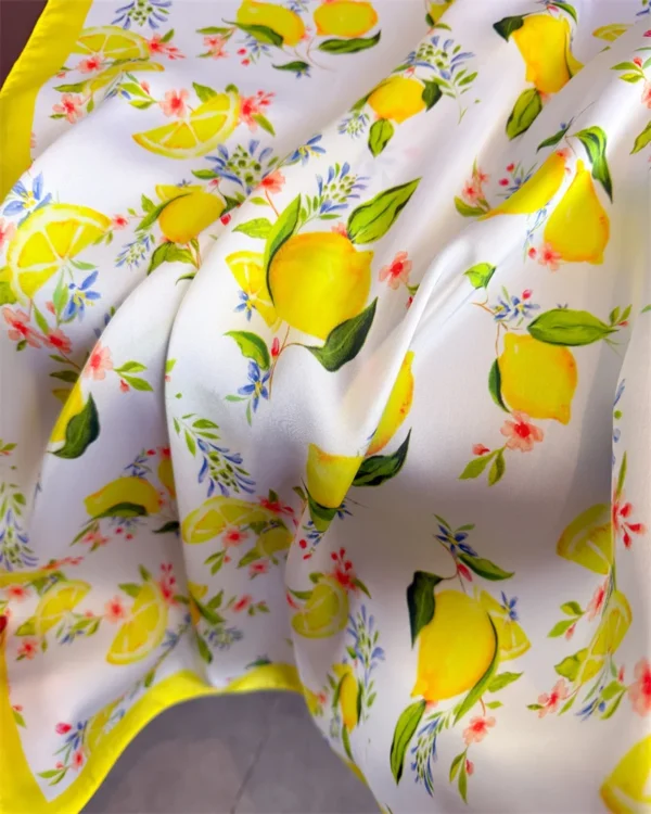 Lemon Silk Square Scarf Women Satin Shawl Wrap Hijab Female Hair Band Wrist Luxury Headkerchief 70*70cm Echarpe 2025 Bandana - Image 5