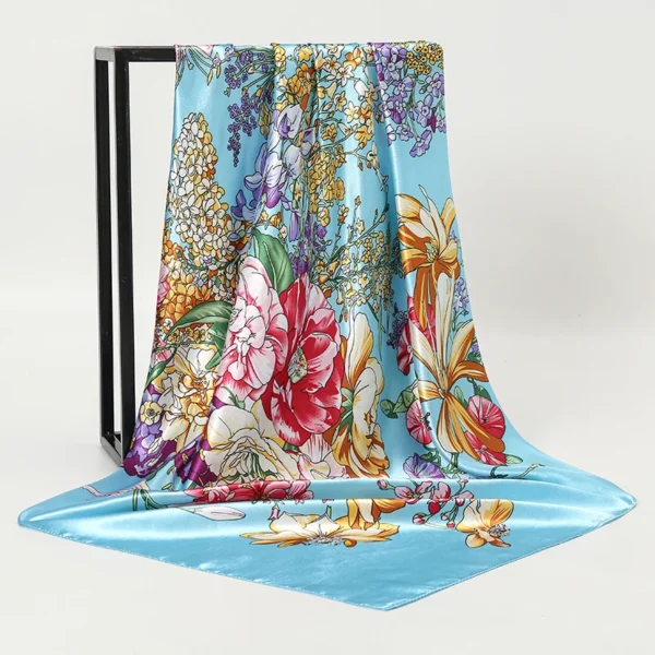 Women Spring Summer Square Scarf 90*90cm Satin Silk Scarves Headscarf Female Foulard Beach Bandana Ladies Neckerchief Hair band - Image 2