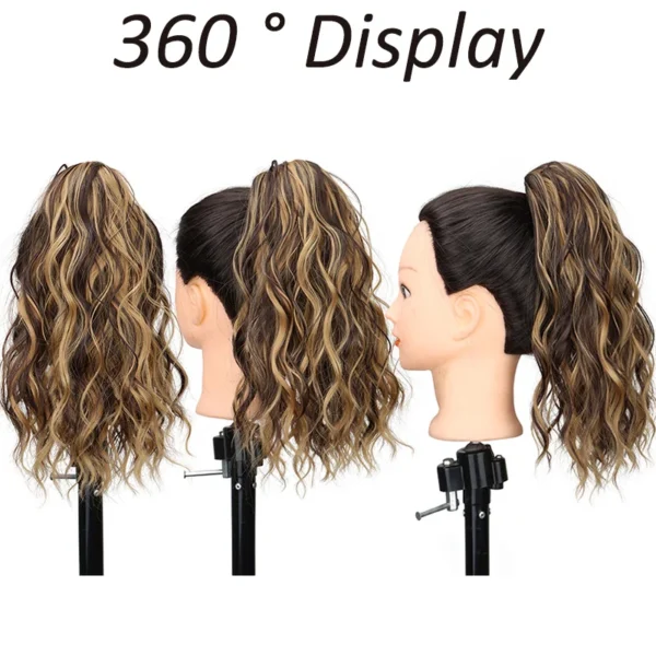 Synthetic Short Water Wave Curly Claw Clip-in Ponytail Hair Extension Black Blonde Hairpiece for Women Fashion Hair Accessories - Image 5