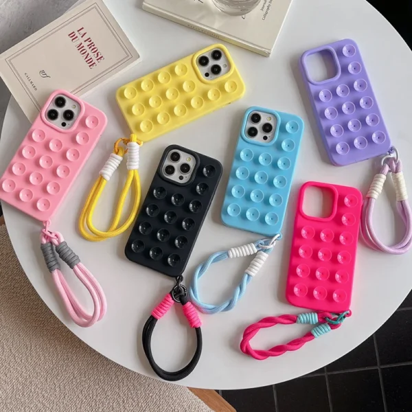 Suction Cup Soft Silicone Phone Case For iPhone 16 Pro Max 17 13 14 11 12 15 Pro Max Plus Anti-Slip Shockproof Candy Color Cover - Image 5
