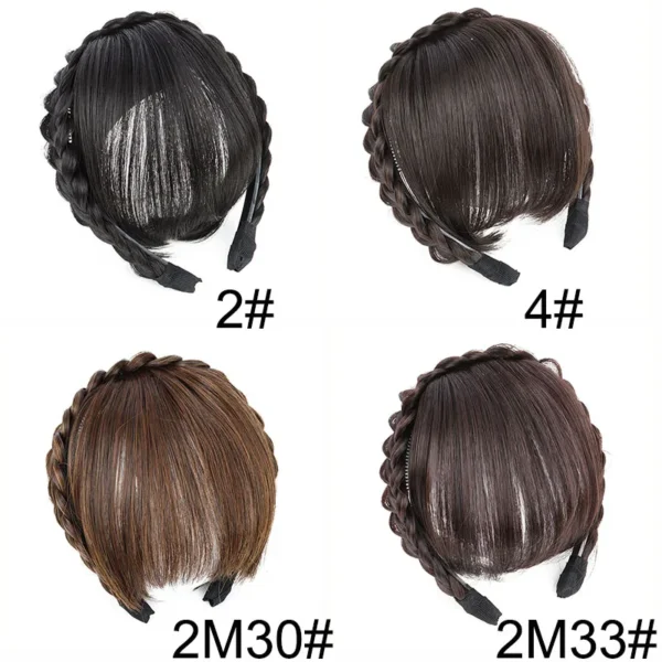 Synthetic New Hair Accessories With Bangs Braids Headband Hair Extension High Temperature Fiber Fake Hair for Women - Image 2