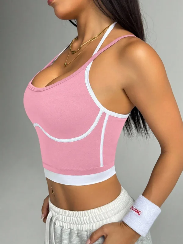 Color blocking non steel ring beautiful back sports vest for women's outdoor wear, fitness running, shock-absorbing gathering, s - Image 3