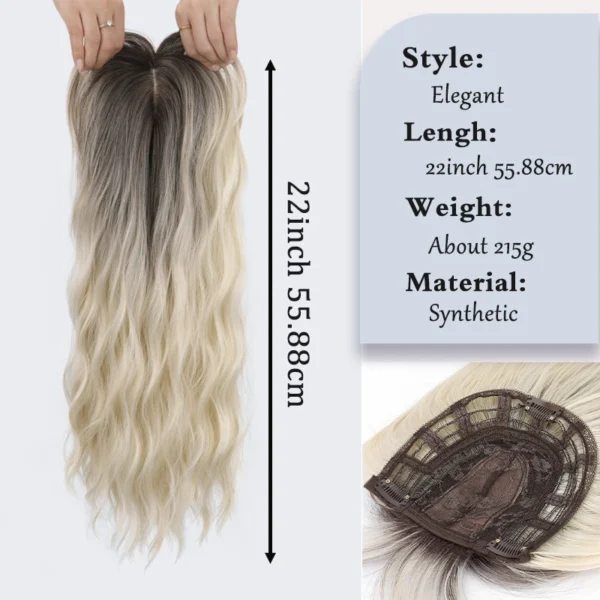 Synthetic Long Wave Hair Topper for Women 22Inch Long Curly Hairpiece With Side Bangs 360° 3D Toppers For Thinning Hair - Image 2