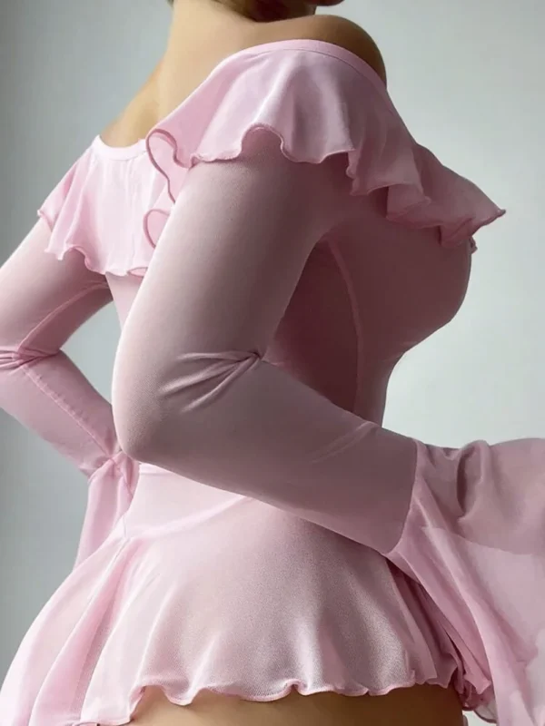 Ellolace Sexy Body Lingerie Women Flare Sleeve Baby Dolls Ladies Ruffled Sweet Girl Transparent Mini Dress Erotic Costume - Image 5