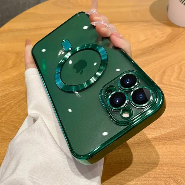 Luxury Wireless Charge Magsafe Phone Case For iPhone 15 14 13 12 11 16 17 Pro Max Plus Air Transparent Magnetic Bumper Cover - Image 6