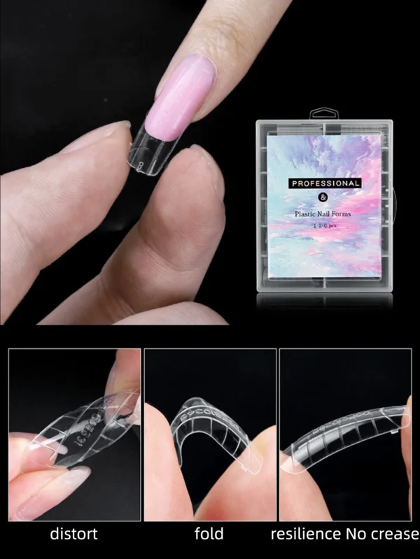 120 Pcs/Set Clear Dual Forms False Nails Full Cover Quick Building Gel Mold Tips Nail Extension Molds Upper Forms For Nails Tips - Image 3