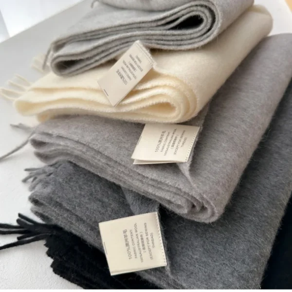 100% Wool Winter Scarf For Women Long Warm Cashmere Scarves Hijab Solid Lady Shawl Wrap Female Pashmina Bandana Head Scarfs New - Image 3