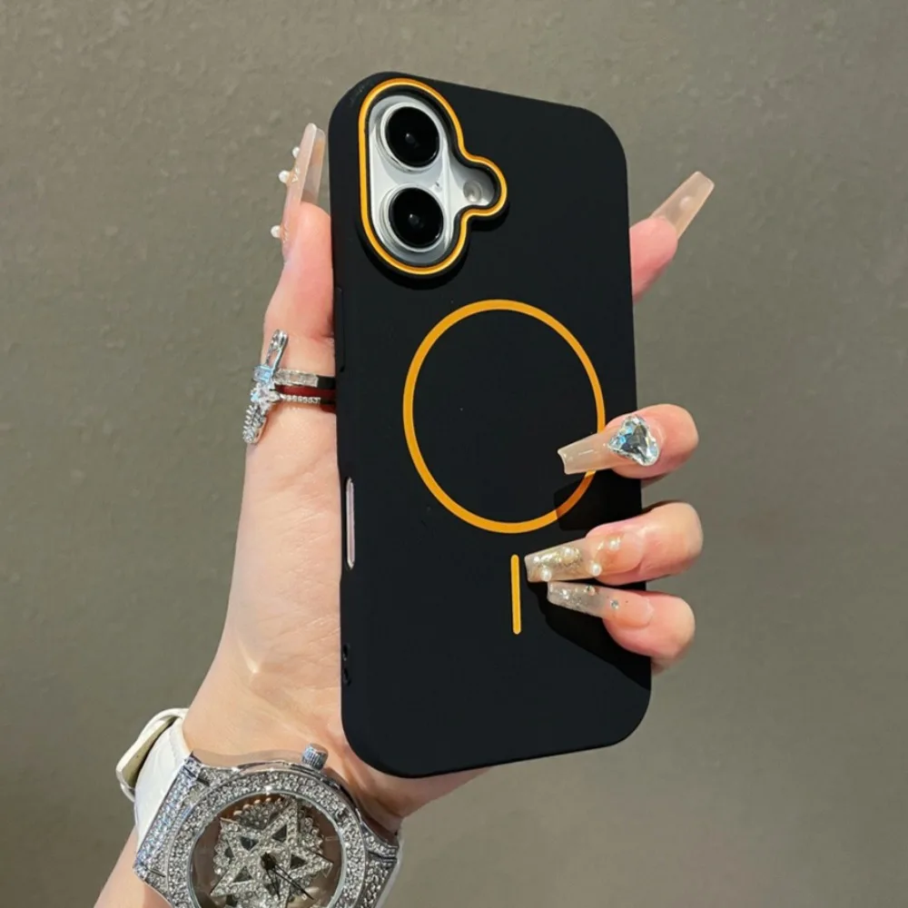 kf-S53f6b2daf10c438990883294001ddea4K Ultrathin Simple Magsafe Case for iPhone 16 Pro Max 15Pro 14 Plus 13 12 11 Matte Hit Color Lens Wireless Charging Soft TPU Cover - Image 1