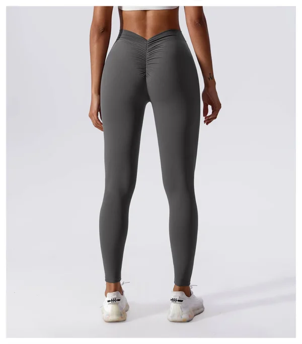 Yoga Pants Back V-Waist Fitness Hip Lift Honey Peach Hip Sports Tights No Awkwardness Thread Warp Hip Long Pants - Image 2