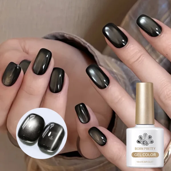 BORN PRETTY 10ml Black Glass Cat Magnetic Gel Nail Polish Punk Style Nail Art Manicure Varnis Semi Permanent Gel for Winter Nail - Image 4
