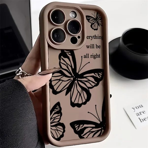 Black Butterfly Silicone Phone Case For iPhone 11 13 14 12 15 17 16 Pro Max XR XS X 7 8 Plus SE 2020 2022 Candy Color Soft Cover - Image 2