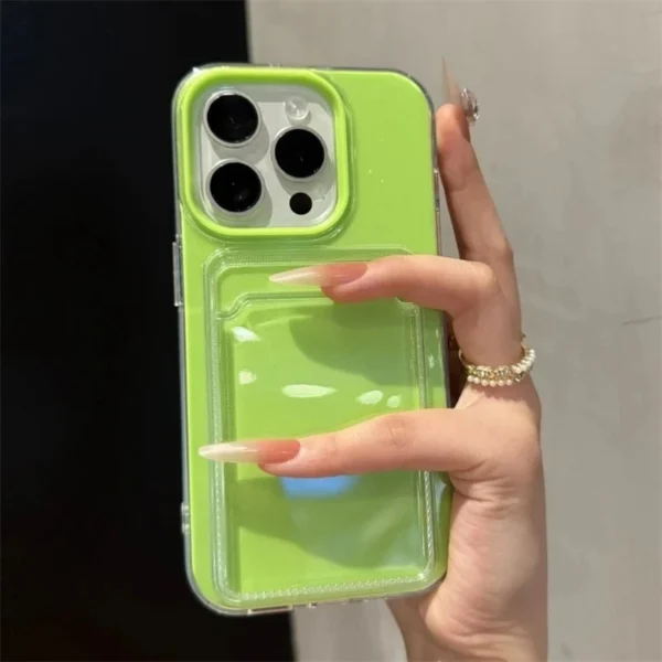 Luxury 2in1 Card Bag Candy Phone Case For iPhone 11 12 13 14 15 16 17 Pro Max Air TPU+PC Shockproof Bumper Back Cases Cover - Image 3