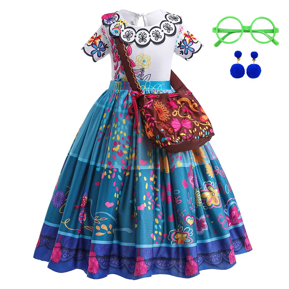 kf-S5645096be0a04811ac5ede6134840cfa8 Girls Princess Costume Children Encanto Halloween Swing Flared Clothes Kids Printed Mirabel Cartoon Fantasy Cosplay Dress 3-12Y - Image 1