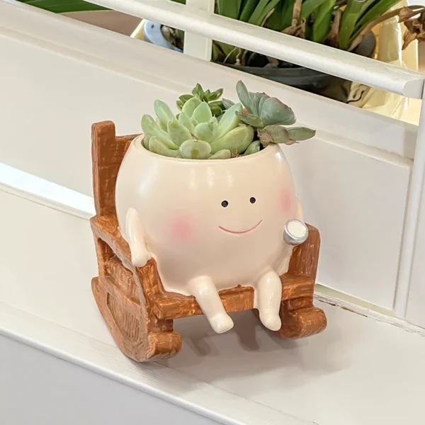 kf-S56cfb3238e294bfb9dd5495a1ae428e1k Cute Chair/Swing Smiling Face Little Devil Flower Pot Creative Swing Succulent Plant Flower Pot Garden Home Decoration - Image 1
