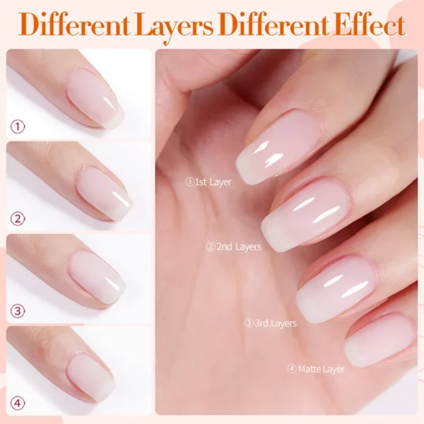 BORN PRETTY Milky White Jelly Nude Gel Nail Polish 10ml White Translucent Soak Off Gel Vernis Semi Permanent Need UV Light Cure - Image 3