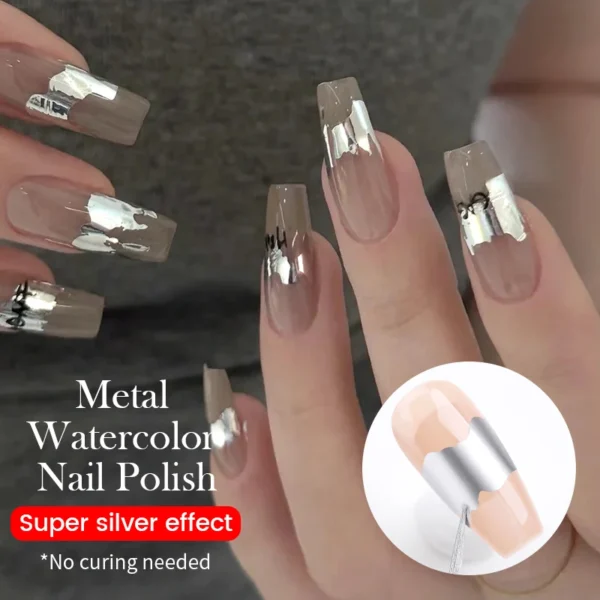 BORN PRETTY Silver Metal Watercolor Nail Polish Ink Natural Air Dry Clear Blossoming Effect Gradient Ink for Diy Marble Nails - Image 3