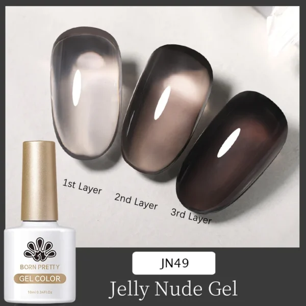 BORN PRETTY Black Jelly Gel Nail Polish 10ml Crystal Translucent Nail Art Vernis Semi Permanent Soak Off UV LED Gel DIY At Home - Image 2
