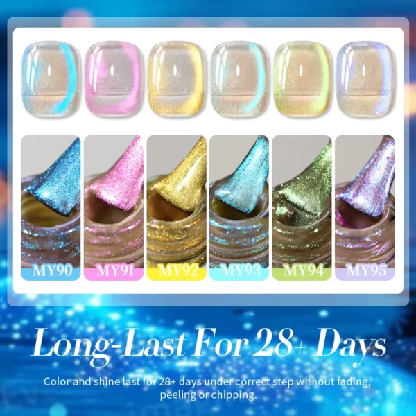 BORN PRETTY 10ml Auroras Blue Cat Magnetic Gel Nail Polish Shining Glimmer Fairy Crystal Magnetic Gel Polish for Summer Nail DIY - Image 4