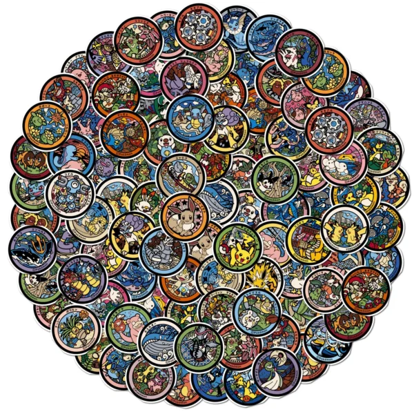 108pcs Kawaii Pikachu Pokemon Stickers Cute Eevee Cartoon Anime Decals Laptop Scrapbook Phone Classic Sticker Kids Toy - Image 2