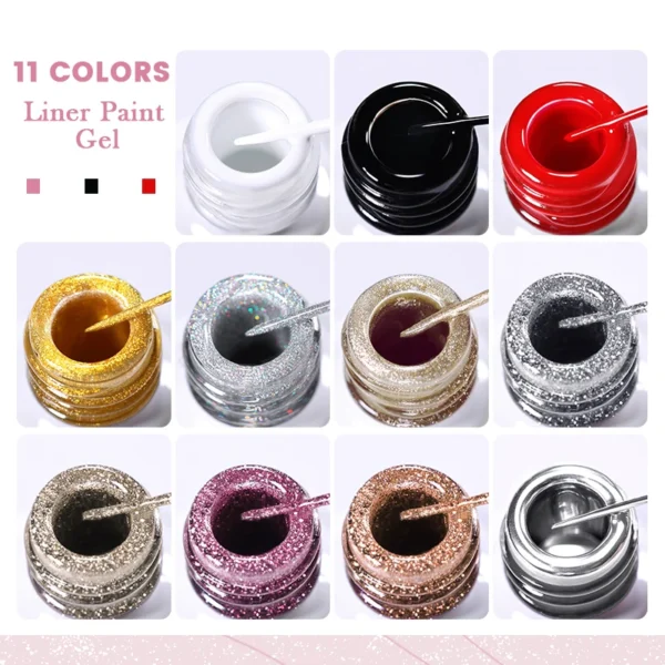 BORN PRETTY 10ml Glitter Silver Liner Paint Gel Nail Polish Line Stripe Gel Vernis Semi Permanent for Drawing Line French Nails - Image 4
