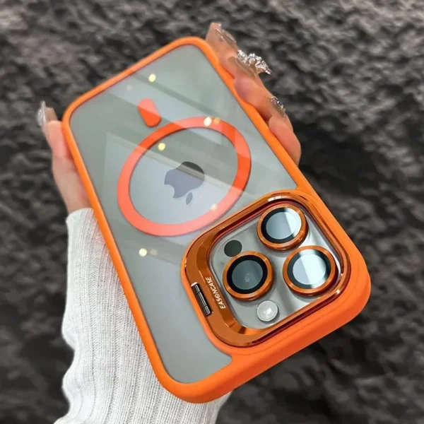 kf-S5a4b408c58bd4301a557280728ae0d550 Luxury Magnetic Shockproof Phone Case For iPhone 15 14 13 12 11 16 17 Pro Max Plus 16E Funda Stand Glass Lens Protection Cover - Image 1
