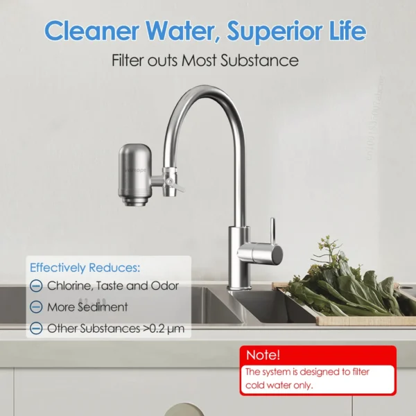 Stainless Steel Faucet Tap Water Filter Purifier System, NSF Certified Reduces Lead, Chlorine & Bad Taste Kitchen - Image 2