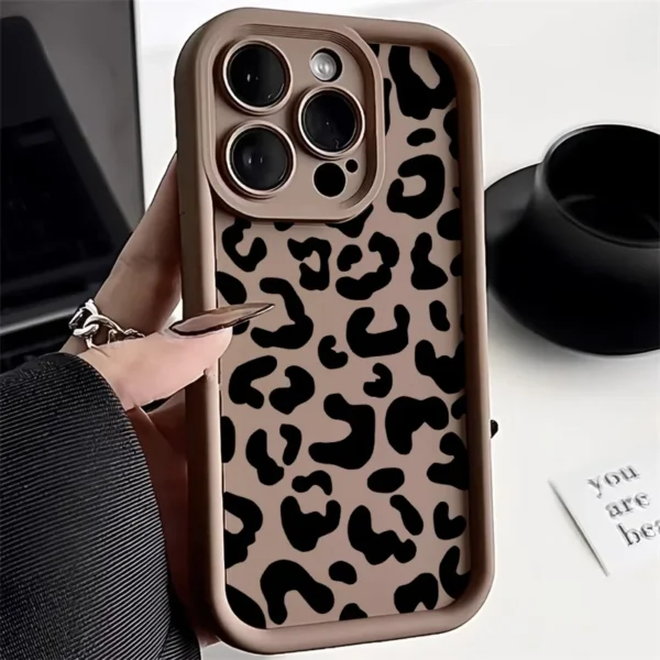 INS Leopard Print Phone Case For iPhone 13 Case iPhone 11 15 14 12 17 16 Pro Max 16E XR XS X 7 8 SE Matte Silicone Soft Cover - Image 3