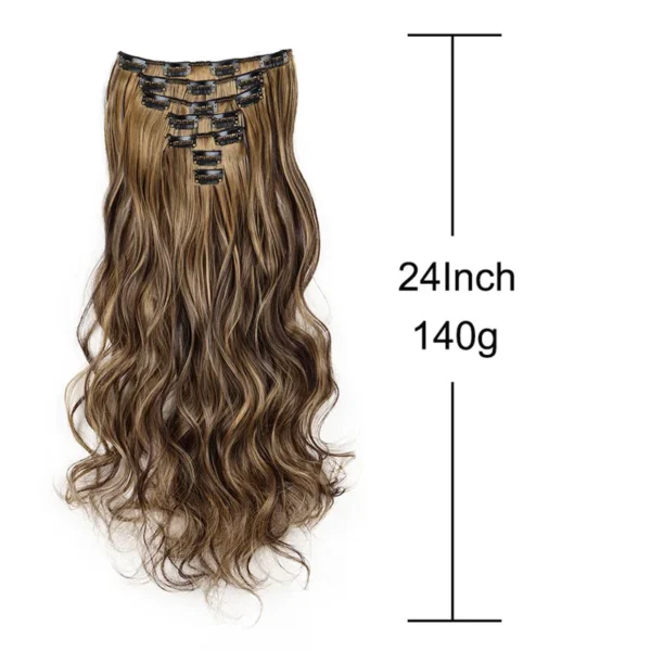 Clip In Hair Extensions 7pcs/Set Curly Long Synthetic Clip On Hairpiece Black Brown Wavy Curly Style For Women Girls - Image 4