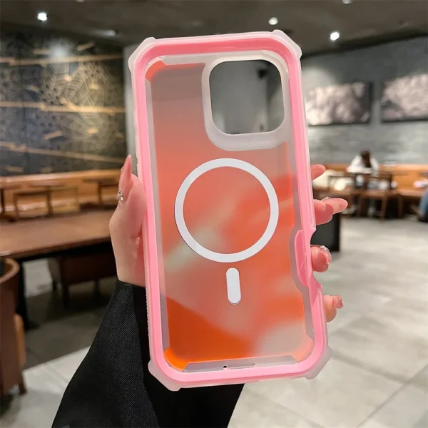 Luxury Magsafe Laser Dazzling Armor Phone Case For iPhone 16 Pro Max 15 Plus 14 13 Wireless Charging Dual Layer Protection Cover - Image 4