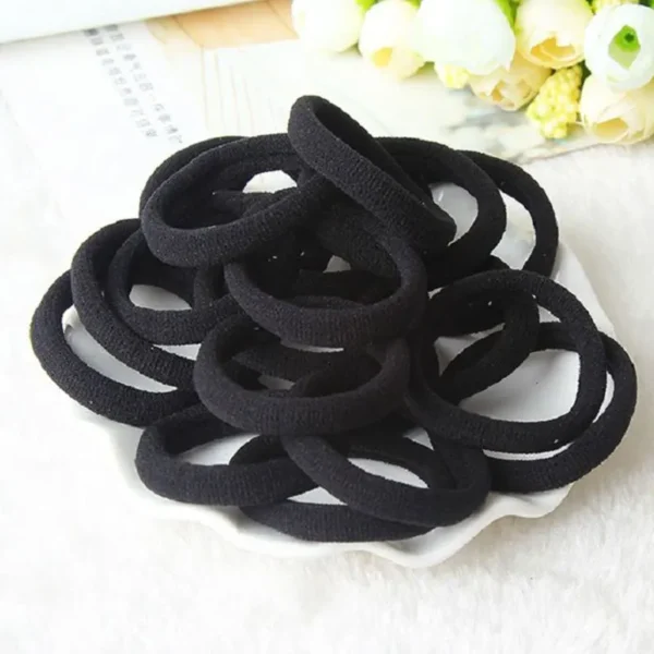 50pcs Black Hair Ties for Women Girls Seamless Thick Black Hair Band Elastic Hair Ties No Damage Ponytail Holder Hair Accessorie - Image 3